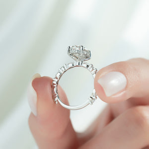 The Lindsey Set With A 1.5 Carat Oval 14K White Gold Lab Diamond