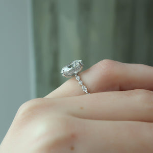 The Lindsey Set With A 1.5 Carat Oval 14K White Gold Lab Diamond