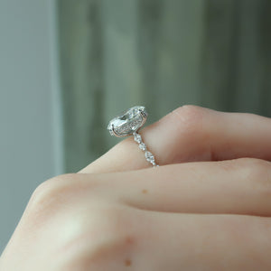 The Lindsey Set  With A 3 Carat Oval 18K White Gold Moissanite
