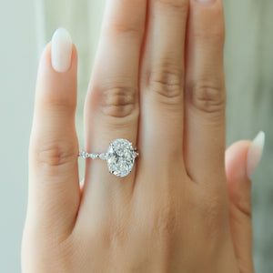 The Lindsey Set  With A 3 Carat Oval 18K White Gold Moissanite