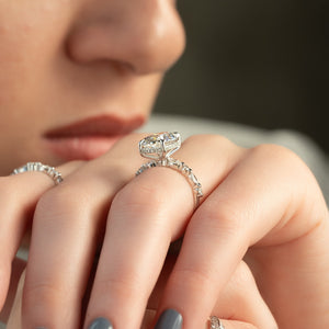 The Lindsey Set  With A 3 Carat Oval 18K White Gold Moissanite