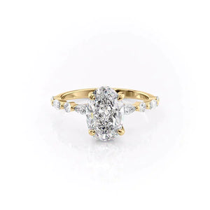 The Lindsey Set  With A 2.5 Carat Oval 18K Yellow Gold Moissanite