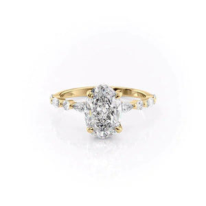 The Lindsey Set With A 1 Carat Oval 14K Yellow Gold Lab Diamond