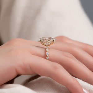 The Lindsey Set  With A 3 Carat Oval 18K Yellow Gold Moissanite