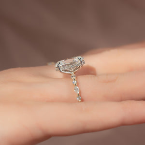 The Lindsey Set  With A 3 Carat Oval 18K Yellow Gold Moissanite