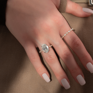The Lindsey Set  With A 3 Carat Oval 18K Yellow Gold Moissanite