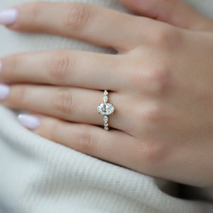 The Lindsey Set  With A 3 Carat Oval 18K Yellow Gold Moissanite