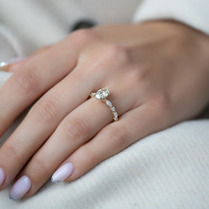The Lindsey Set  With A 3 Carat Oval 18K Yellow Gold Moissanite