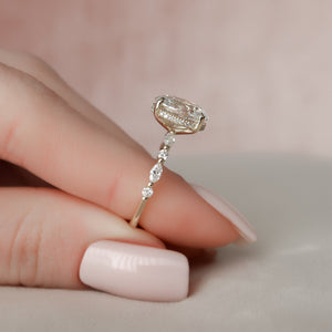 The Lindsey Set  With A 3 Carat Oval 18K Yellow Gold Moissanite