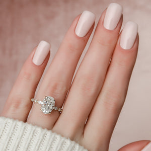 The Lindsey Set With A 1.5 Carat Oval 14K Yellow Gold Lab Diamond