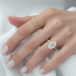 The Lindsey Set  With A 3 Carat Oval 18K Yellow Gold Moissanite