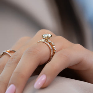 The Lindsey Set With A 1.5 Carat Oval 14K Yellow Gold Lab Diamond