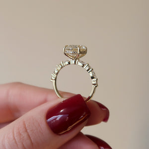 The Lindsey Set  With A 3 Carat Oval 18K Yellow Gold Moissanite