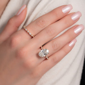 The Lindsey Set  With A 3 Carat Oval 18K Yellow Gold Moissanite