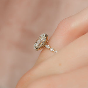 The Lindsey Set  With A 3 Carat Oval 18K Yellow Gold Moissanite