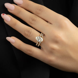 The Lindsey Set With A 1.5 Carat Oval 14K Yellow Gold Lab Diamond