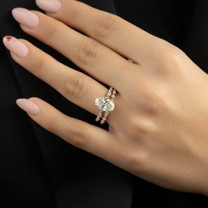 The Lindsey Set  With A 3 Carat Oval 18K Yellow Gold Moissanite