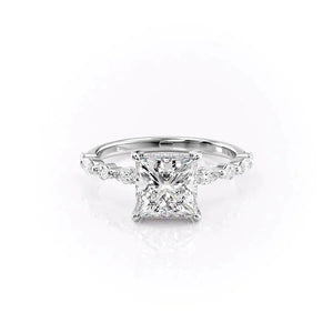 The Lindsey Set With A 1.5 Carat Princess 18K White Gold Lab Diamond