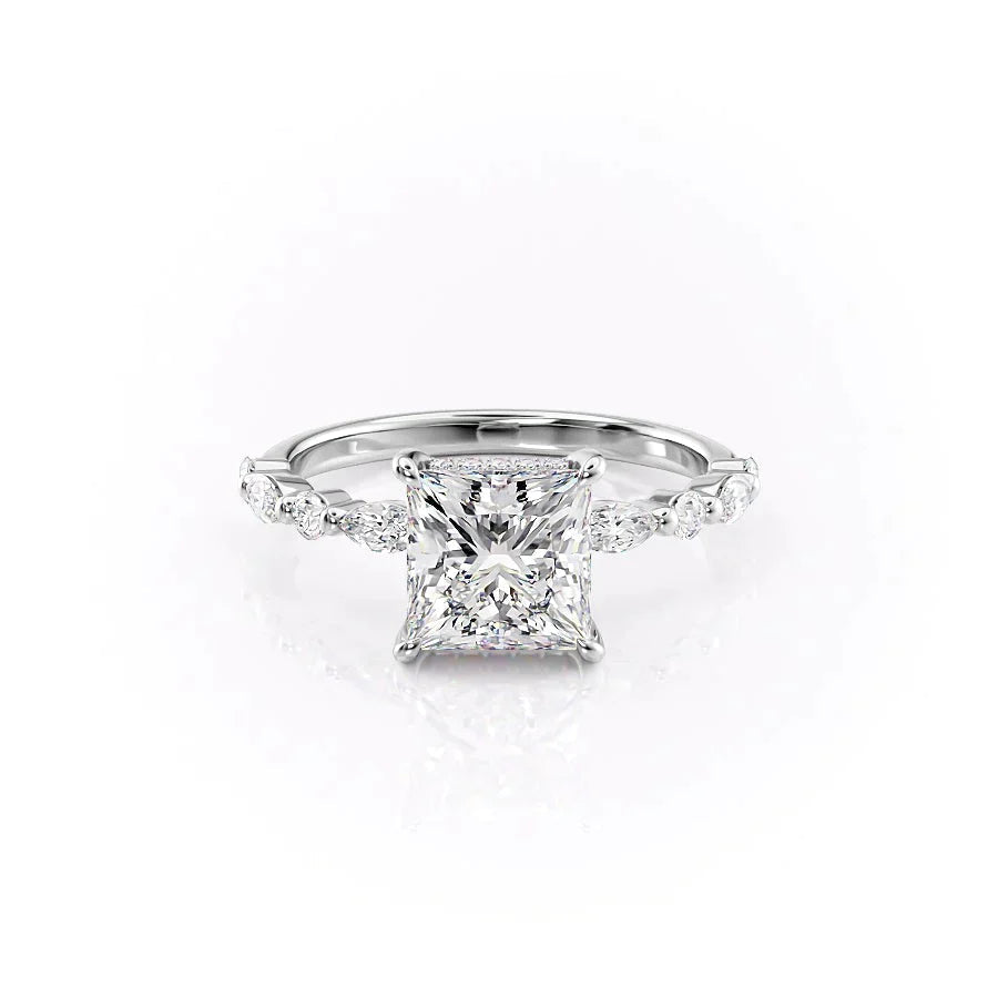 The Lindsey Set With A 1.5 Carat Princess 14K White Gold Lab Diamond