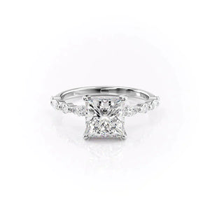 The Lindsey Set  With A 3 Carat Princess 18K White Gold Moissanite