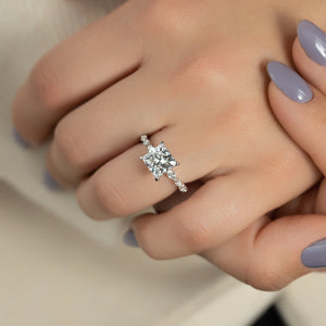 The Lindsey Set With A 1 Carat Princess 18K White Gold Lab Diamond