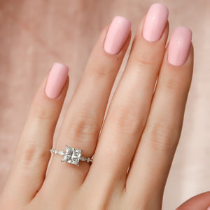 The Lindsey Set With A 1 Carat Princess 18K White Gold Lab Diamond