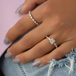 The Lindsey Set  With A 3 Carat Princess 14K White Gold Moissanite