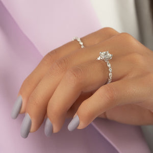 The Lindsey Set With A 1 Carat Princess 14K White Gold Lab Diamond