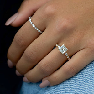 The Lindsey Set  With A 3 Carat Princess 18K Yellow Gold Moissanite
