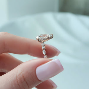 The Lindsey Set  With A 3 Carat Pear 14K Rose Gold Moissanite