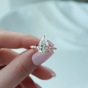 The Lindsey Set  With A 3 Carat Pear 14K Rose Gold Moissanite