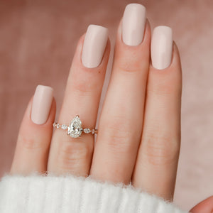 The Lindsey Set  With A 3 Carat Pear 14K Rose Gold Moissanite