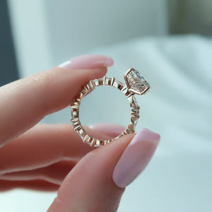 The Lindsey Set  With A 3 Carat Pear 14K Rose Gold Moissanite