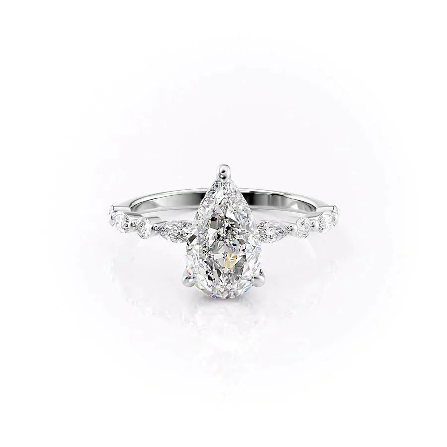 The Lindsey Set With A 1.5 Carat Pear 14K White Gold Lab Diamond