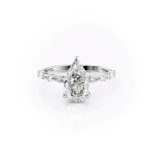 The Lindsey Set With A 1 Carat Pear 14K White Gold Lab Diamond