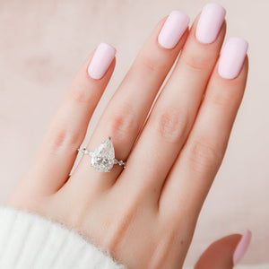 The Lindsey Set With A 1.5 Carat Pear 18K White Gold Lab Diamond