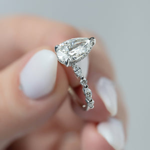 The Lindsey Set With A 1.5 Carat Pear 18K White Gold Lab Diamond