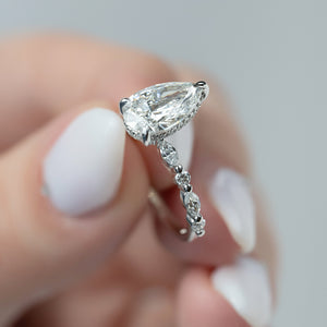 The Lindsey Set  With A 2 Carat Pear 18K White Gold Moissanite