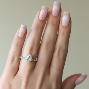 The Lindsey Set With A 1.5 Carat Pear 18K White Gold Lab Diamond