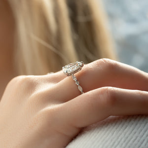 The Lindsey Set  With A 2 Carat Pear 18K White Gold Moissanite