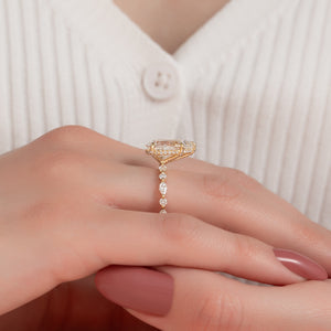 The Lindsey Set  With A 3 Carat Pear 14K Yellow Gold Moissanite