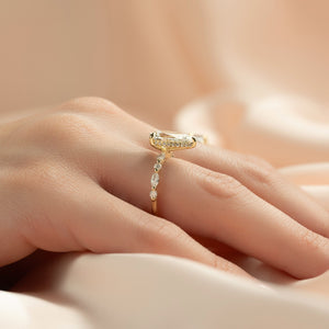 The Lindsey Set With A 1 Carat Pear 18K Yellow Gold Lab Diamond