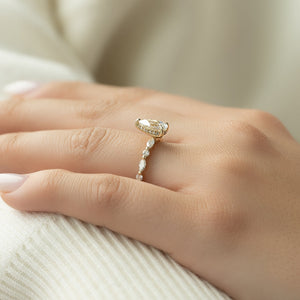 The Lindsey Set With A 1 Carat Pear 14K Yellow Gold Lab Diamond
