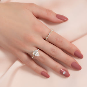 The Lindsey Set  With A 3 Carat Pear 14K Yellow Gold Moissanite