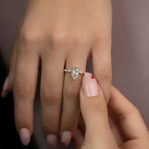 The Lindsey Set With A 1.5 Carat Pear 14K Yellow Gold Lab Diamond