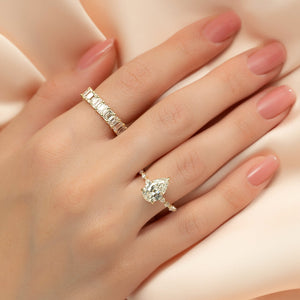 The Lindsey Set With A 1.5 Carat Pear 18K Yellow Gold Lab Diamond