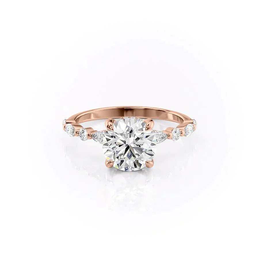 The Lindsey Set  With A 1.5 Carat Round 14K Rose Gold Moissanite