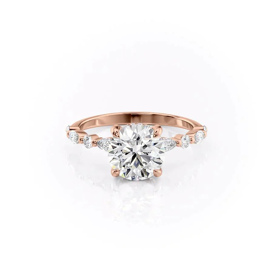 The Lindsey Set With A 1 Carat Round 18K Rose Gold Lab Diamond