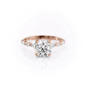 The Lindsey Set With A 1 Carat Round 18K Rose Gold Lab Diamond