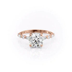 The Lindsey Set  With A 4 Carat Round 14K Rose Gold Moissanite